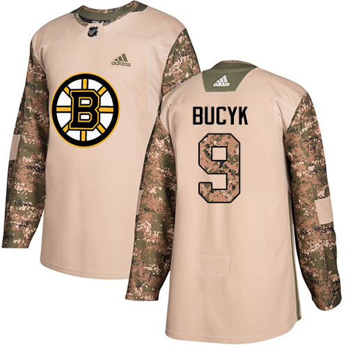 Adidas Bruins #9 Johnny Bucyk Camo Authentic Veterans Day Stitched NHL Jersey